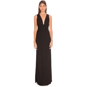 Keepsake Black Maxi Dress Low Neckline Lg (US 8)